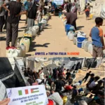 Distribuzione di acqua potabile a Gaza