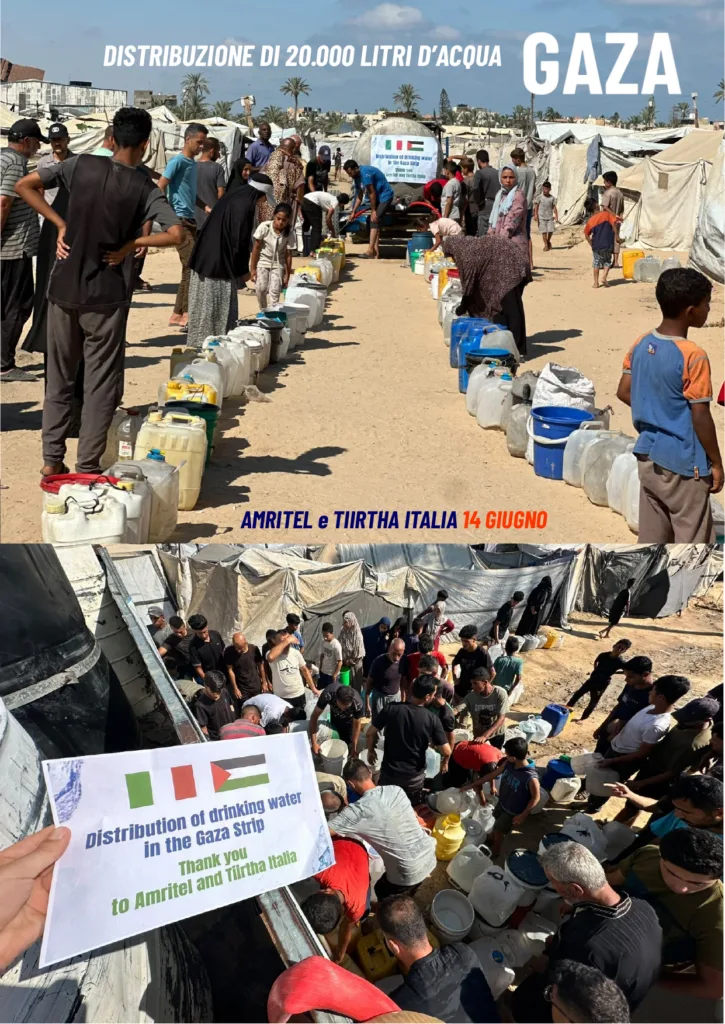 Distribuzione di acqua potabile a Gaza